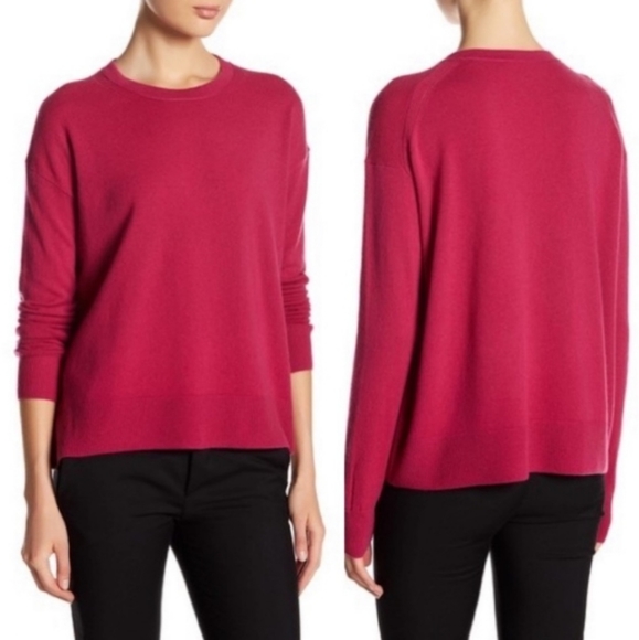 Vince sweater crew neck long sleeve Pullover Cashmere fuschia pink size M - Picture 2 of 11